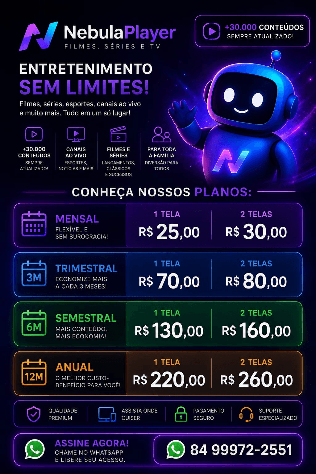 🚀 NebulaPlayer | Filmes, Séries, Esportes e Muito Mais!
