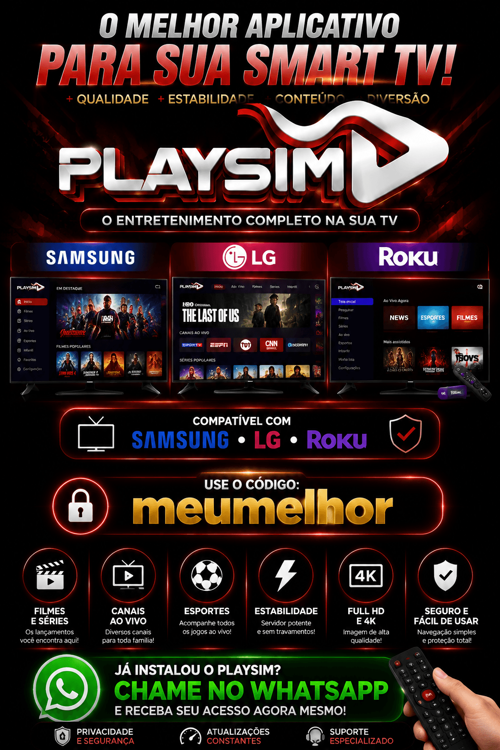 IPTV PREMIUM 🔴📺 Sem conversa fiada! Cansado de servidor que promete tudo e trava no jogo? Aqui a